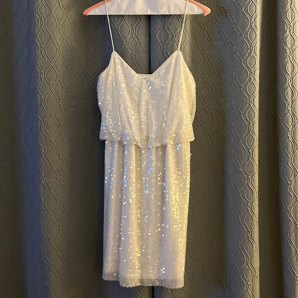 Aidan Mattox White Sequins Dress